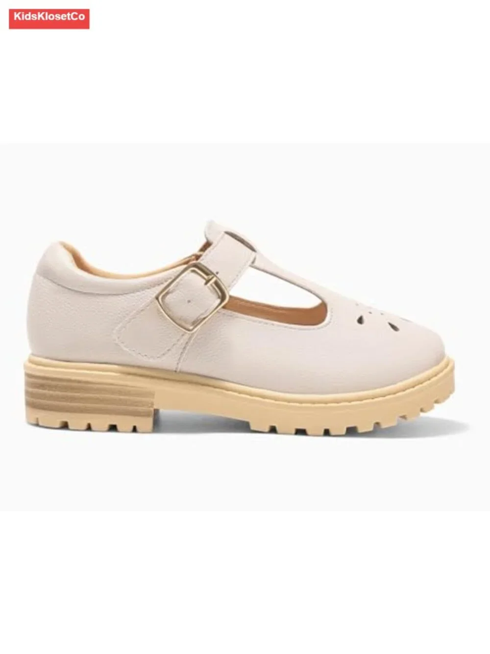 Girls Mary Jane Loafers T-Strap Flats Faux Leather Chunky Platform School